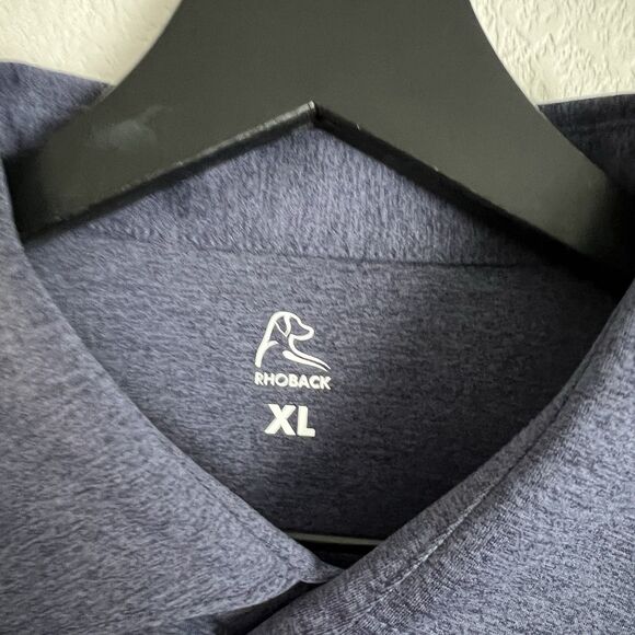 Rhoback Mens Long Sleeve Performance Polo Size XL Heather Blue - Picture 3 of 5
